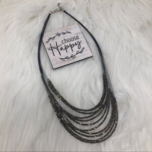 Multi Strand Black Beaded Necklace